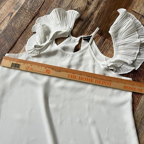 SHINESTAR halter drop shoulder blouse top angel sleeve SMALL IVORY - Picture 8 of 11